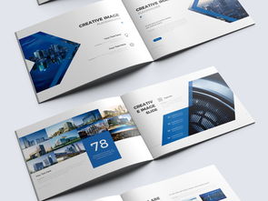 横版蓝色科技公司企业形象宣传画册模板 高效市场营销的视觉利器